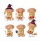 Halloween expression emoticons with cartoon character of woolly milkcap