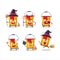 Halloween expression emoticons with cartoon character of yellow paint bucket