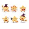 Halloween expression emoticons with cartoon character of yellow starfish