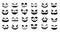 Halloween faces. Creepy doodle smiling face expressions with angry eyes for horror posters, evil ghosts and jack lantern