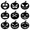 Halloween faces pumpkin icon set.