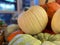 Halloween and fall seasonal decor pumpkins and colorful gourds