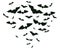 Halloween flying bats. Spooky bats flock, creepy horror vampire winged animal vector background illustration. Scary