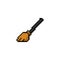 Halloween flying broom pixel icon vector design