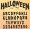 Halloween font, Original Typeface, Scary creepy alphabet, Dirty Letters, for holiday party. Vector