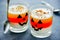 Halloween food idea - frozen dessert in jack-o\'-lantern decorate