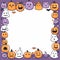 Halloween frame with cute pumpkins, ghosts, bats and spiders.Generative AI