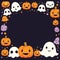 Halloween frame with cute pumpkins and ghosts. Vector illustration.Generative AI