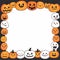 Halloween frame with pumpkins and funny faces. Vector illustration.Generative AI