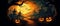 Halloween Fullmoon Banner, Haunted House, Pumpkins and Bats