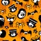 Halloween Fun and Creepy Cute Caharacters Seamless Repeat Pattern Background