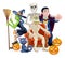 Halloween Fun Family Or Friends Group Cartoon
