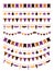 Halloween garland. Festive buntings with pumpkins, spiders and skull for greeting cards invitations, colorful flags flat