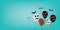 Halloween Ghost Balloons Scary air balloons And bat.Website spooky or banner template.