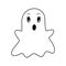 Halloween ghost outline isolated illustration on white background. Cute thin line icon