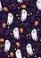 Halloween ghost seamless pattern on purple background. Cute halloween ghost and decoration pattern background.