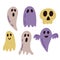 Halloween Ghost Shapes Set, Hand Drawn Cute Ghost Collection Silhouett