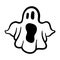 Halloween ghost in a sheet. linear brush drawing on a white background.