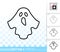 Halloween ghost simple black line vector icon