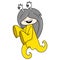 Halloween ghost wearing cute bulging eyed yellow costume, doodle icon image kawaii