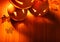 Halloween glowing pumpkins border