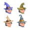 Halloween granny cartoon witch characters set design vector illustration