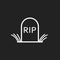 Halloween grave icon in line style. Gravestone vector illustration. Rip tombstone flat icon