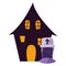 halloween gravestone with enchanted house