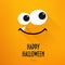 Halloween greeting card with worry happy emotion on orange background. Flat design. Vector