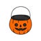 Halloween hand drawn pumpkin bucket vector illustration