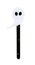 Halloween hand made bookmark with a ghost on a craft stick isolated on white with clipping path