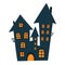 Halloween haunted house. Vector silhouette of a scary old house. Mystical spooky house. Halloween black castle. Witch's