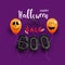 Halloween having fun sale promotion poster with halloween candy and halloween ghost balloons and pumpkin orange background,Scary a