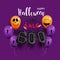 Halloween having fun sale promotion poster with halloween candy and halloween ghost balloons and pumpkin orange background,Scary a