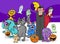 Halloween holiday cartoon monster characters group