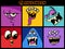 Halloween holiday cartoon monsters characters set