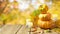 Halloween holiday decorative composition with pumpkin