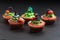 Halloween Holiday food colorful fancy brownies cupcake with fond