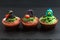 Halloween Holiday food colorful fancy brownies cupcake with fond