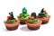 Halloween Holiday food colorful fancy brownies cupcake with fond