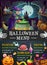 Halloween holiday menu template with spooky witch