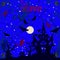 Halloween holiday, night illustration, spider, witch, house an