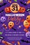 Halloween holiday poster banner template. Party flyer invitation layout. Vector illustration