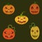 Halloween holiday, scary and cute pumpkins