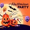 Halloween holiday square banner, flyer or poster design template. Vector flat cartoon illustration