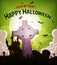 Halloween Holidays Background With Christian Tombstone