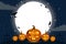 Halloween Holidays calabash Gourd in front of the big moon with a cloud below In the night with a star full of blue