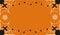 Halloween horizontal background image. Web, graves with cross, candies. Symmetrical orange, black and white color illustration