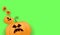 Halloween Horizontal web Banner or poster with Halloween scary pumpkins isolated on green screen background. Funky kids