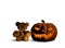 Halloween horror evil pumpkin and teddy horror bear 3d rendering